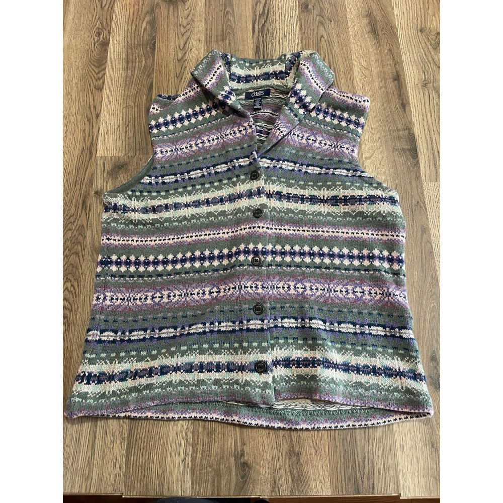 Chaps Sweater, Women's Size XL, Multicolor, Sleeveless, Vest, Aztec